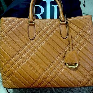 Ralph Lauren Plaid Quilted Large Marcy Satchel